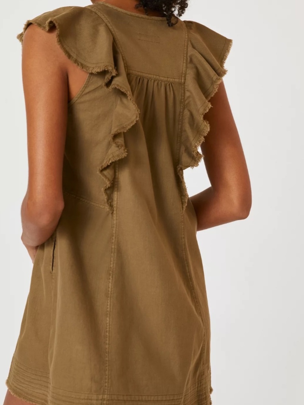 Pilcro Olive Ruffle Utility Dress XS NWT Anthropologie - Picture 3 of 8